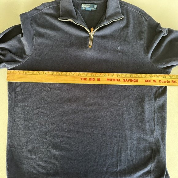 Polo Ralph Lauren Quarter Zip Pullover Sweater Men's 2XL Navy elbow pads - Picture 7 of 12